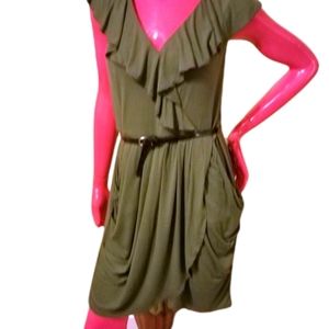 Bisou Bisou by Michele | Gathered Ruffle Knit Dress Size 14